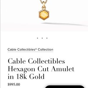 David Yurman cable collectibles hexagon cut amulet with citrine